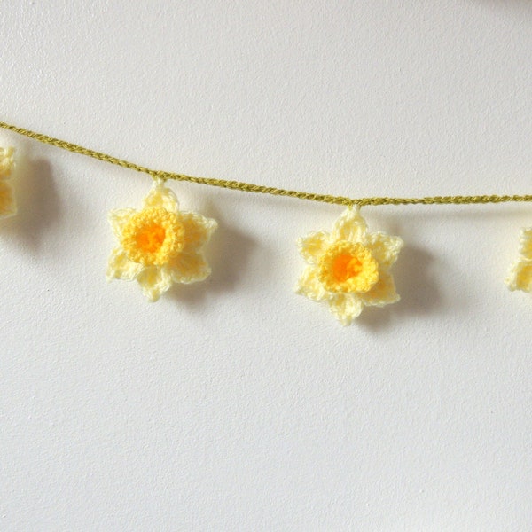 Guirlande de jonquilles, guirlande de jonquilles, guirlande de fleurs, fleurs de printemps, narcisses au crochet