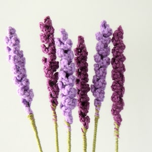 Crochet Lavender, Set of 6, Crochet Flowers