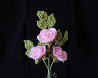 Crochet Roses, Table Posy, Pink Roses, Crochet Flowers