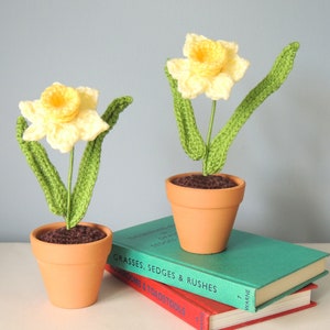 Crochet Daffodil, Crochet Flower in Pot, Crochet flower