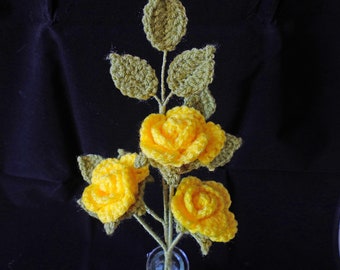 Crochet Roses, Table Posy, Yellow Roses, Crochet Flowers