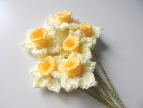 Daffodils, Bunch of Daffodils, Spring Flowers, Crochet Flower Bouquet, Narcissus