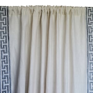 Linen Curtains, Greek Key Curtain, Heat Blocking Curtain, Door Curtains, Embroidered Curtains, Custom Gray Curtains, Window Curtain