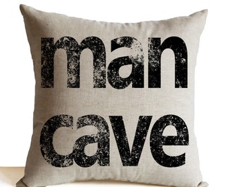 Man Cave Decor Oatmeal Linen Pillow Cases Couch Cushion Gift For Him Bachelor Pad Housewarming Present Host All Sizes Dorm