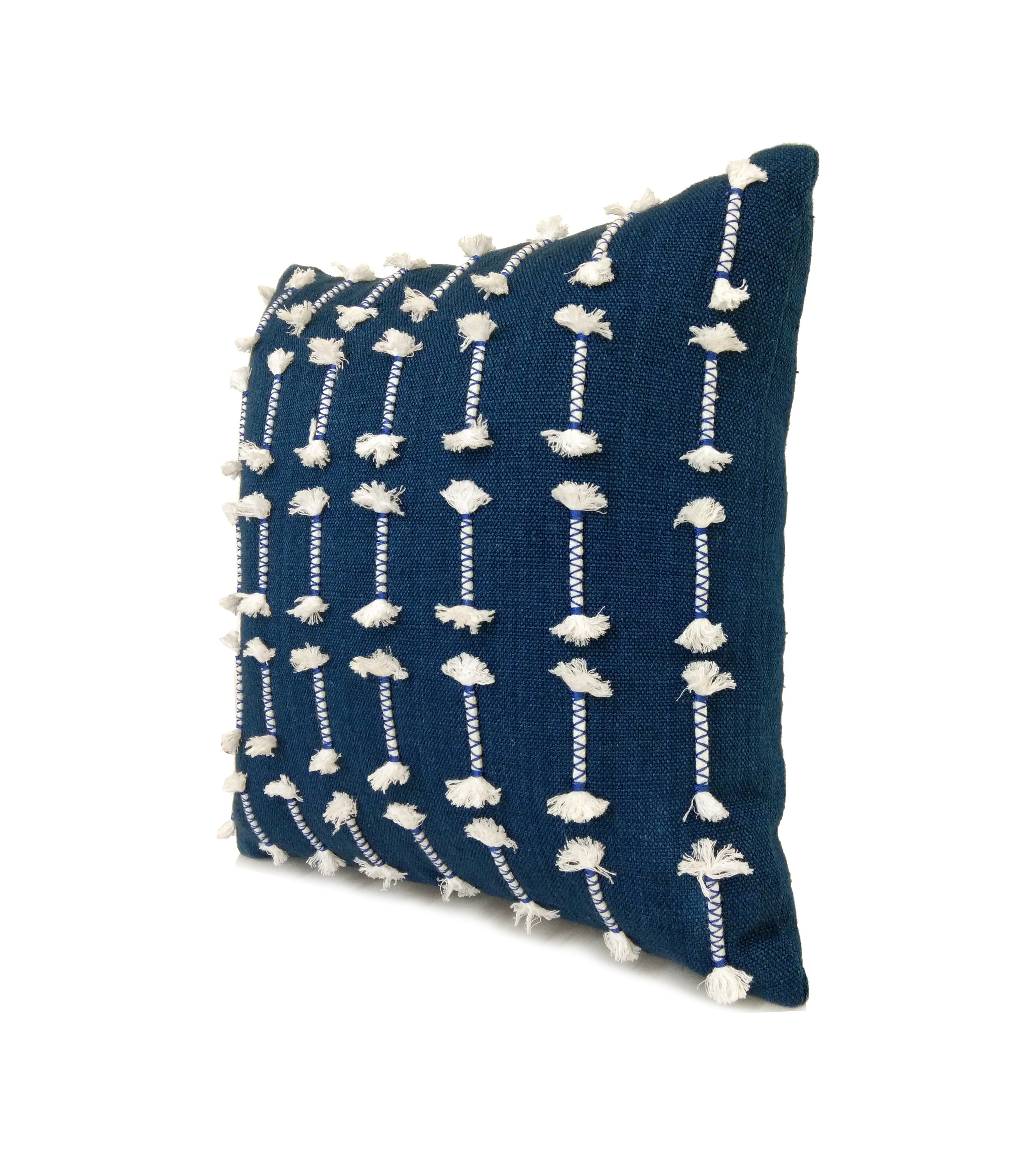Indigo Throw Pillow Cover Textured Linen Pillowcase Blue Etsy