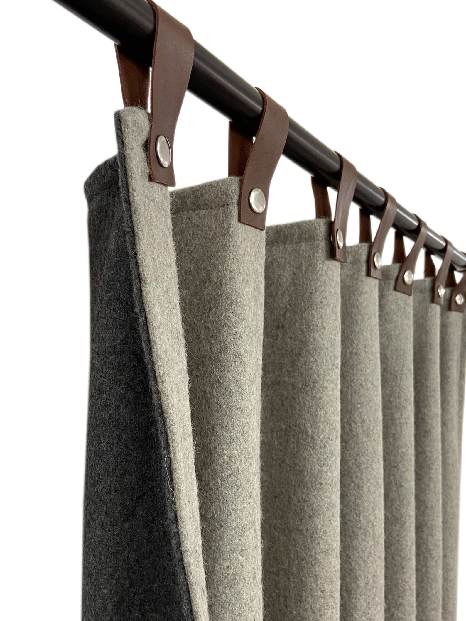 Two Tone Double Layer Wool Felt Curtains Winter Drapes 99 Etsy