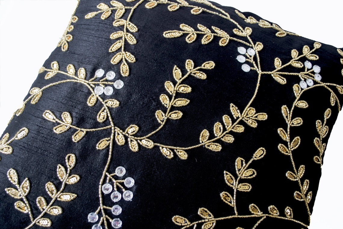 Black Couch Pillows Black Accent Pillow Black Gold Pillows Etsy India