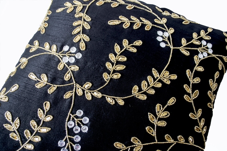 Black Couch Pillows Black Accent Pillow Black Gold Pillows Etsy