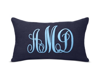 Burlap pillow cover, Monogram pillow cover, Personalized home décor, Rustic pillow cover, Customizable design, Three-letter monogram pillow