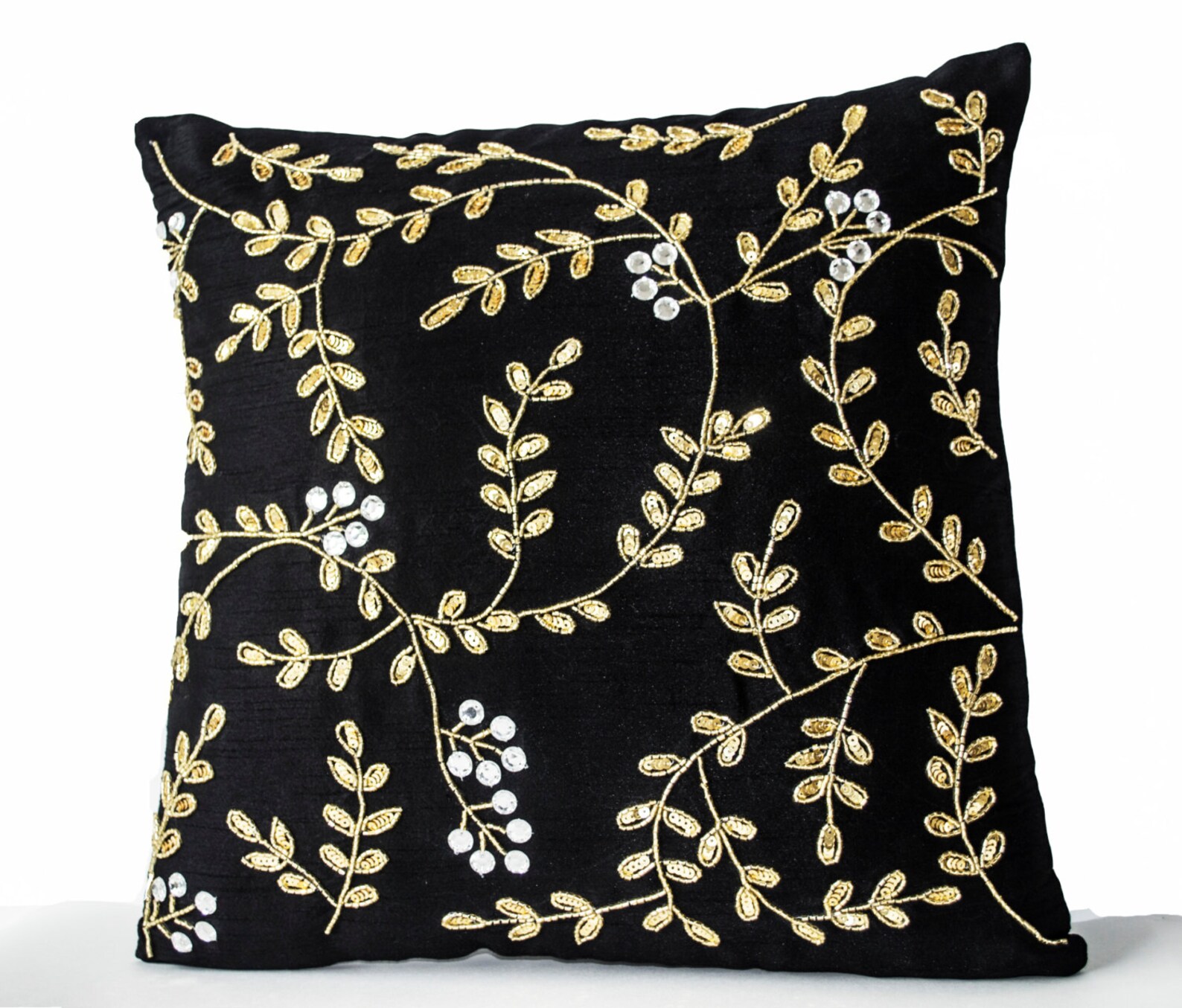 Black Couch Pillows Gold Pillow Covers Leaf Pillow Covers Etsy