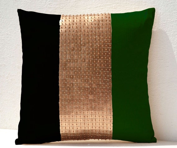 green and black throw pillows