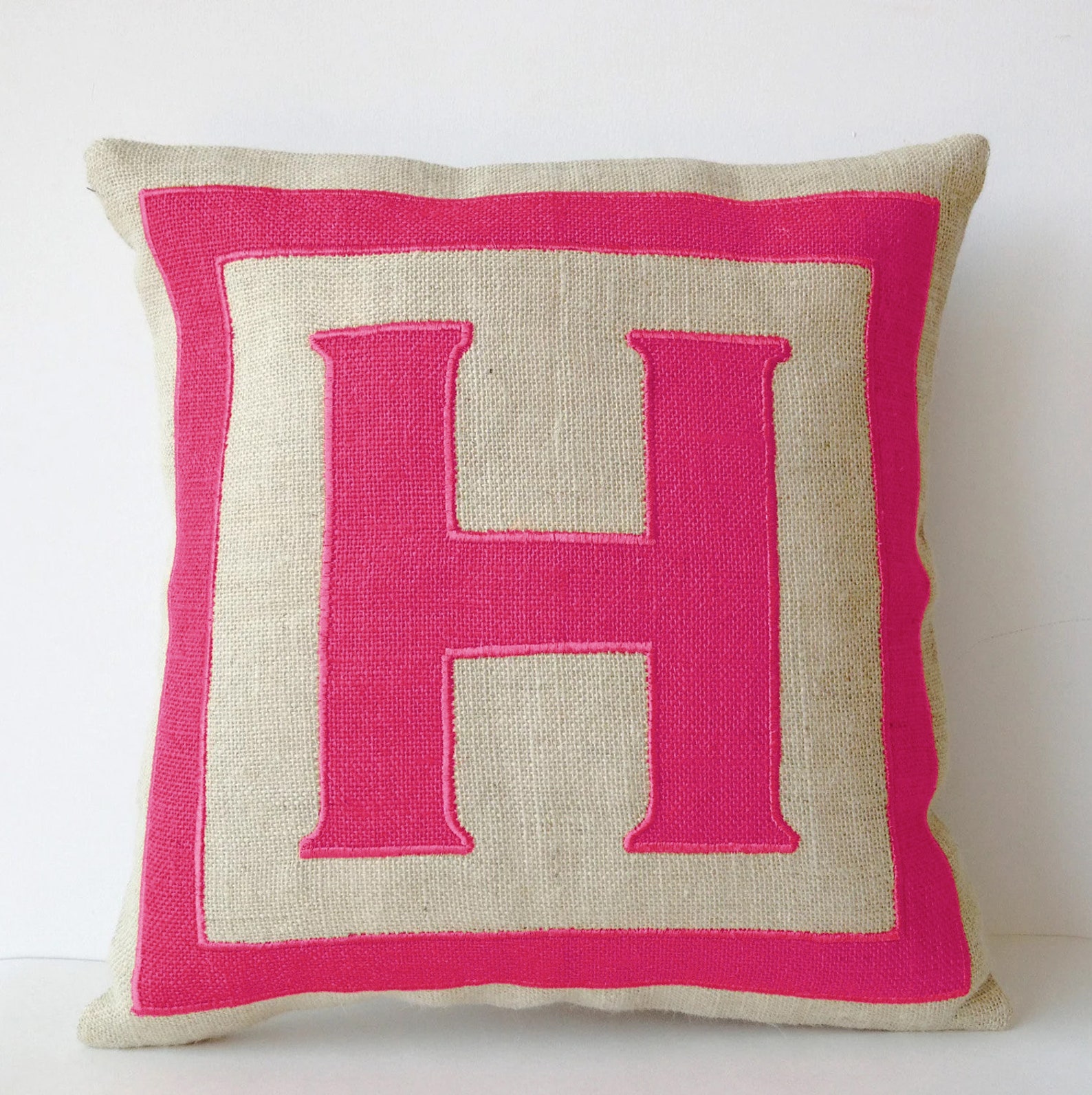 Monogram Pillow Cover Throw Pillow Burlap Pillow Red Ivory Etsy