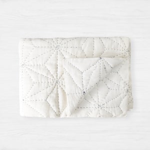 Star Linen Quilt, Pick Stitch Quilt, Handmade Linen Quilt, Embroidered Quilt, Homemade Quilts, Cotton Quilt Blanket, Queen Size Quilt
