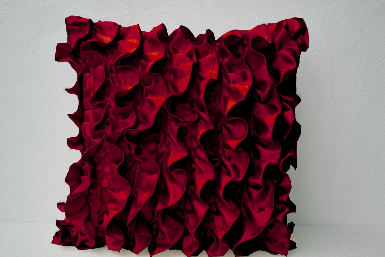 Red Ruffle Pillow Covers Red Toss Pillows Red Ruffle Etsy