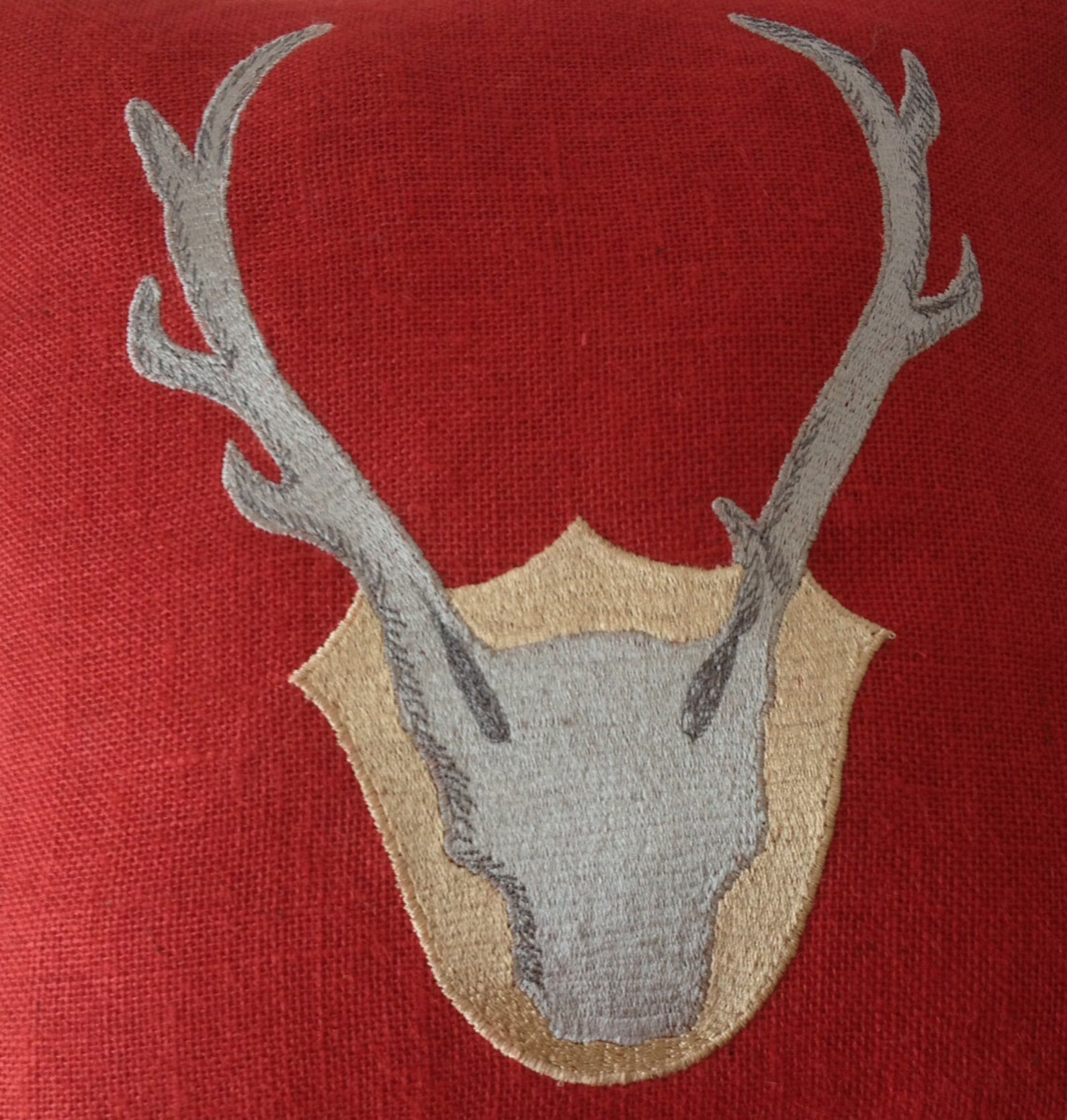 Deer Pillow Antler Pillow Throw Pillow Cover Red Burlap Etsy