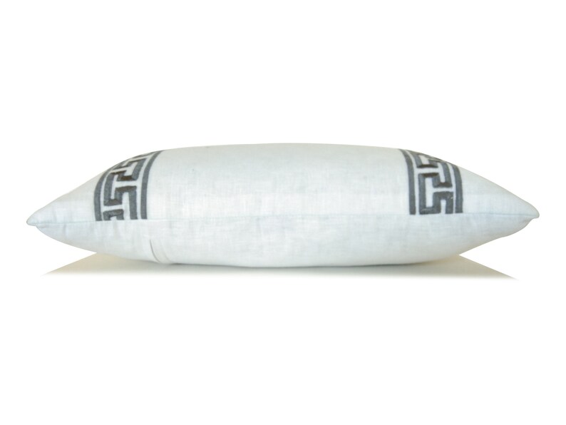 Linen Pillowcase Greek Key Pillow Cover Housewarming Gift Etsy