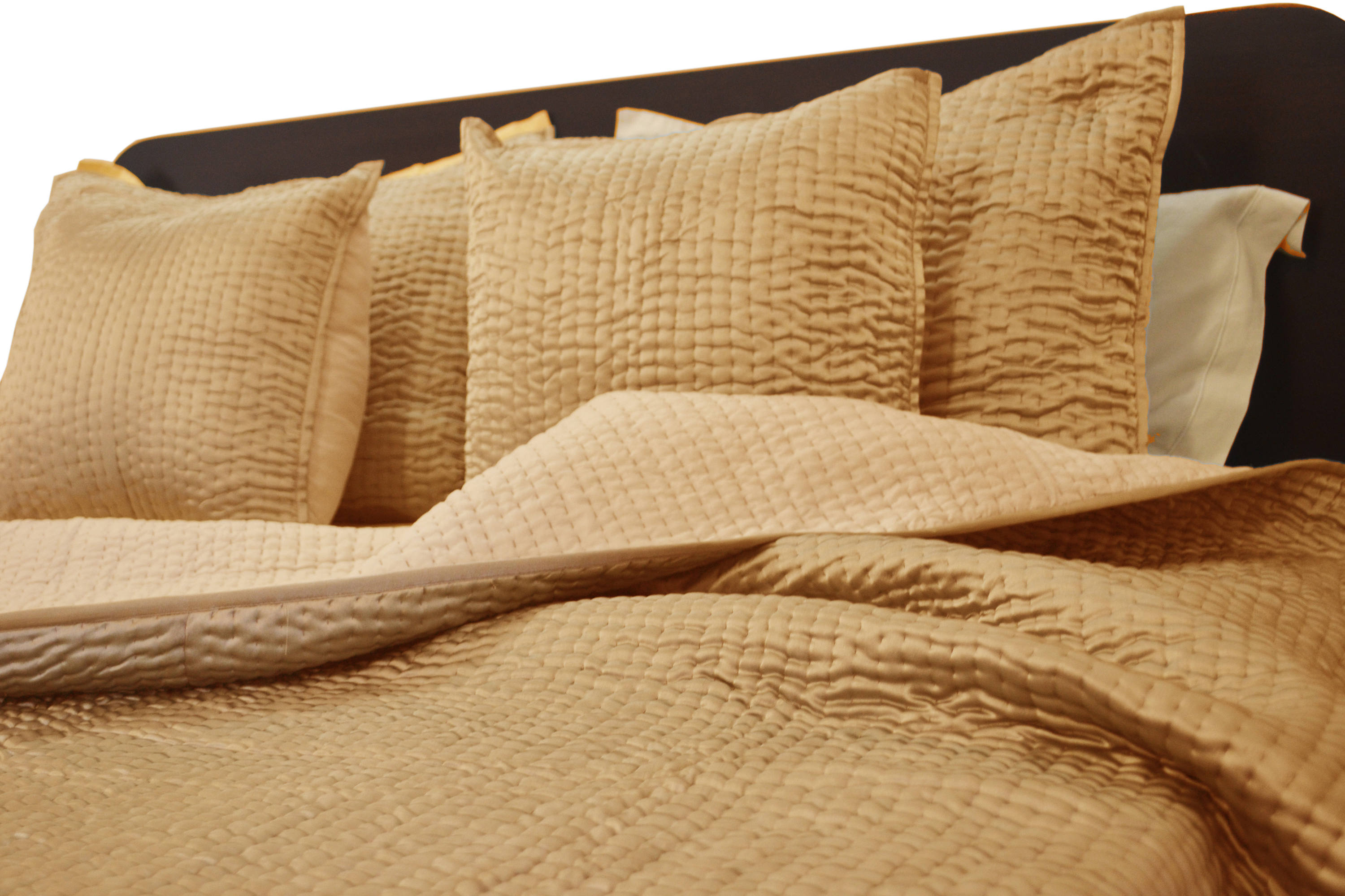 Beige Satin Bedspread Channel Quilted Coverlet with Shams Etsy