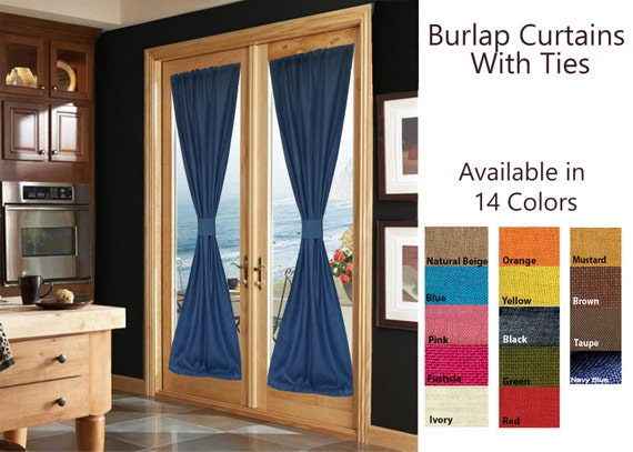 Custom Curtains French Door Curtains With Ties Burlap Etsy