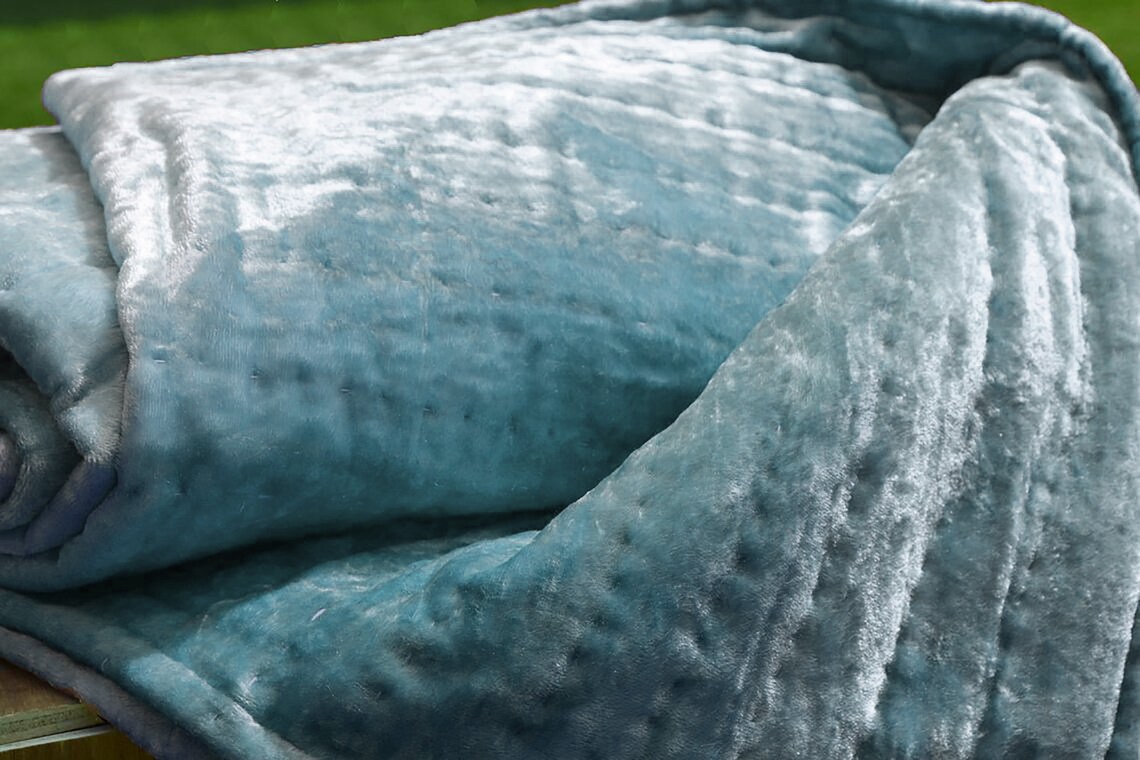 Blue Ombre Velvet Quilt Mother's Day Gift Blue Ombre Etsy