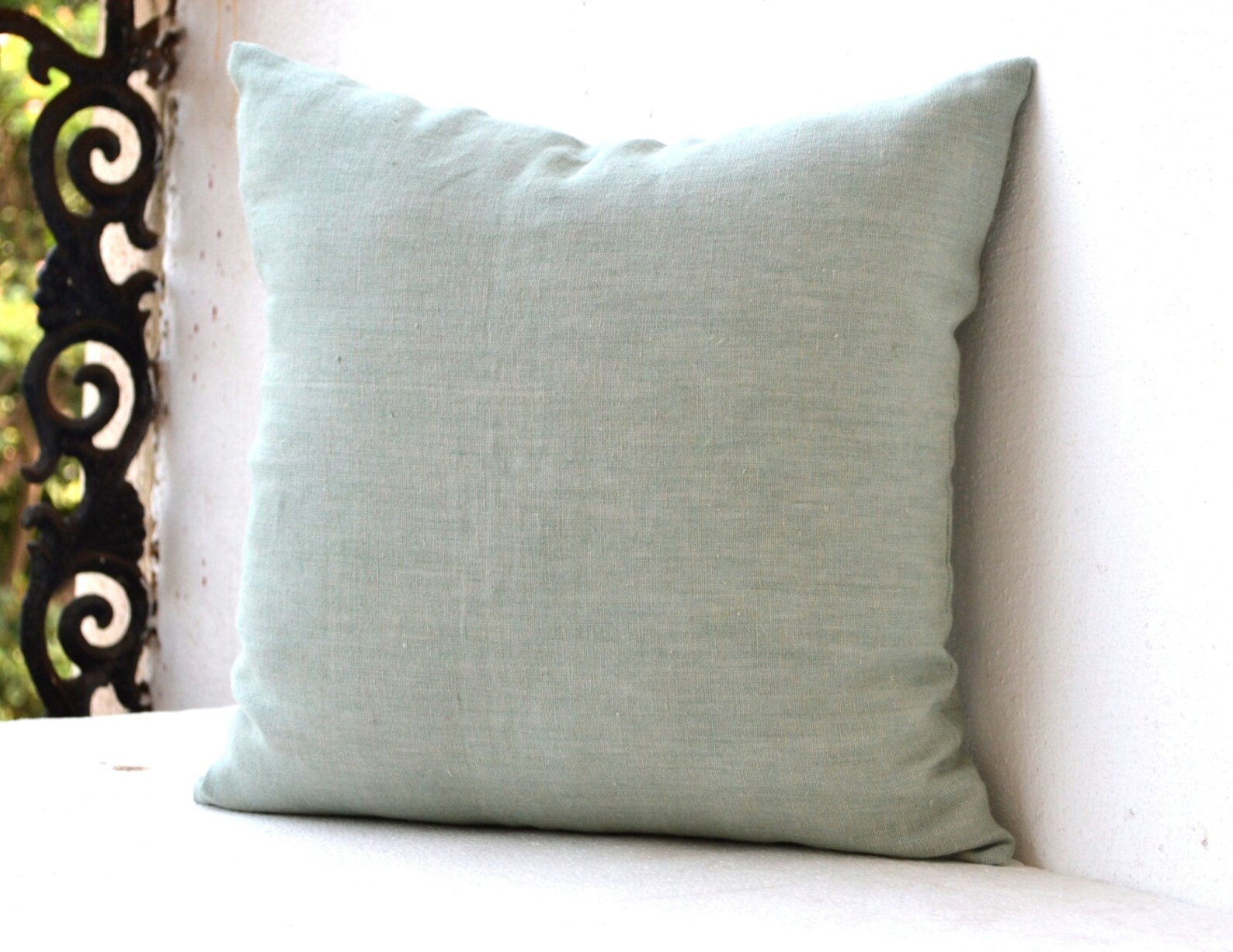 Seafoam Green Linen Pillow Green Decorative pillow Linen Etsy