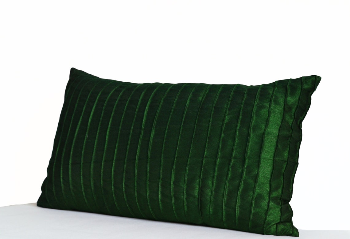 Emerald Green Silk Pillow Cover Lumbar Pillow Navy Cushion Etsy