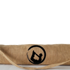 Yoga Pose Embroidery On Bags, Burlap Yoga Mat Bag, Yoga Mat Sling, Custom Yoga Bag, Yoga Tote Bag, Large Yoga Bag, Yoga Bag For Mat