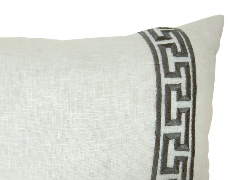 Linen Pillowcase Greek Key Pillow Cover Housewarming Gift Etsy