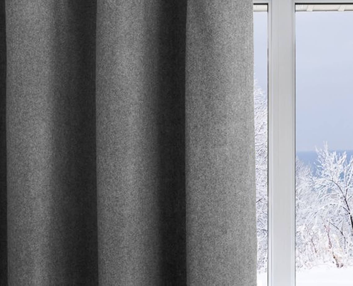 Wool Felt Curtains Light Gray Felt Curtain Panel Custom Window Etsy