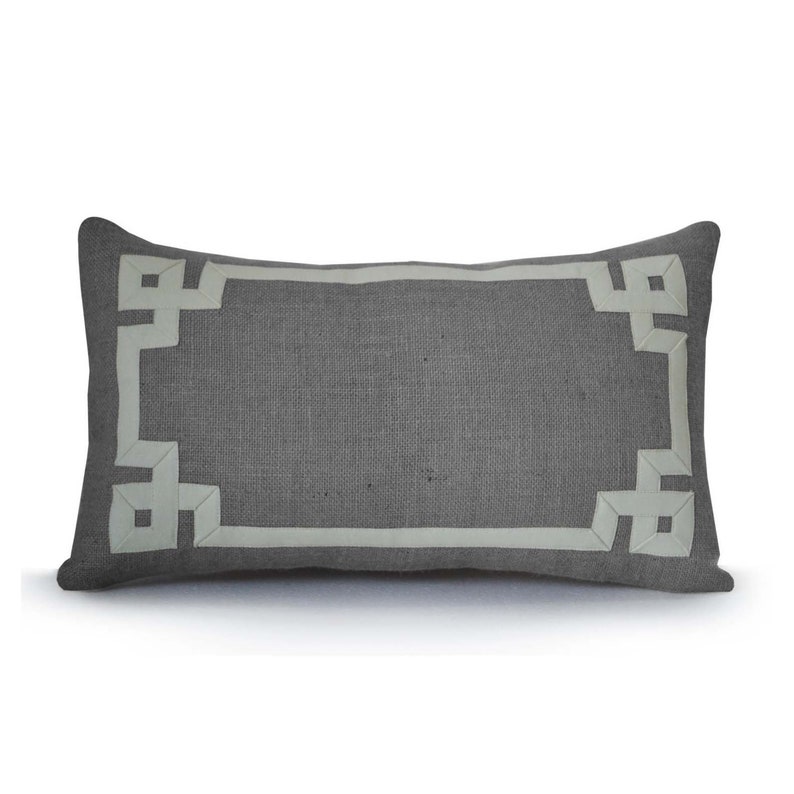 Oversized Lumbar Pillow Greek Key Pillow Greek Key Trim Etsy