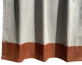 Leather Tab Curtains, Custom Made Wool Felt Curtains, Leather Tie Back Curtains, Made to Order Curtains, Custom Made Window Door Curtains,