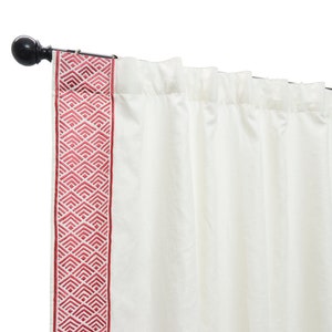 Chevron Linen Drapery with Embroidery, Ivory Coral Window Curtains, Custom Made Curtain, Linen Curtains, Trellis Embroidery Curtain