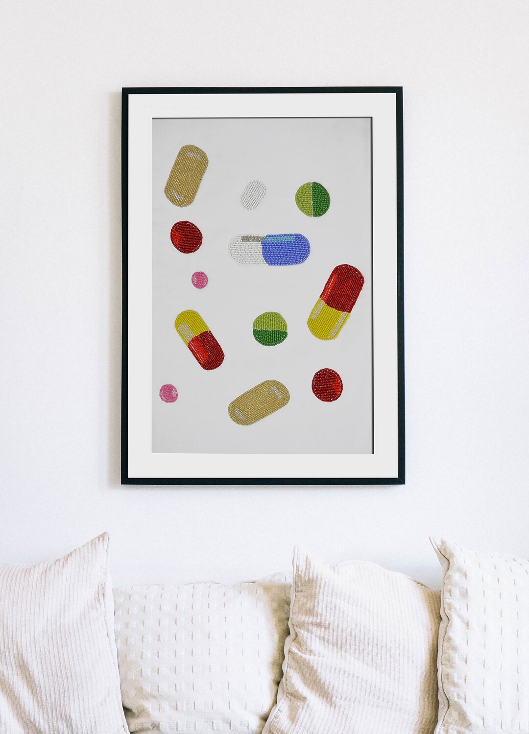 Dancing Pills Wall Art, Colorful Medication Art, Happy Pills Wall Decor