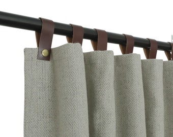 Hellgrauer Fischgrätenvorhang, Wollvorhänge und Vorhänge, Türvorhänge, Fenstervorhänge, Wohnzimmervorhänge