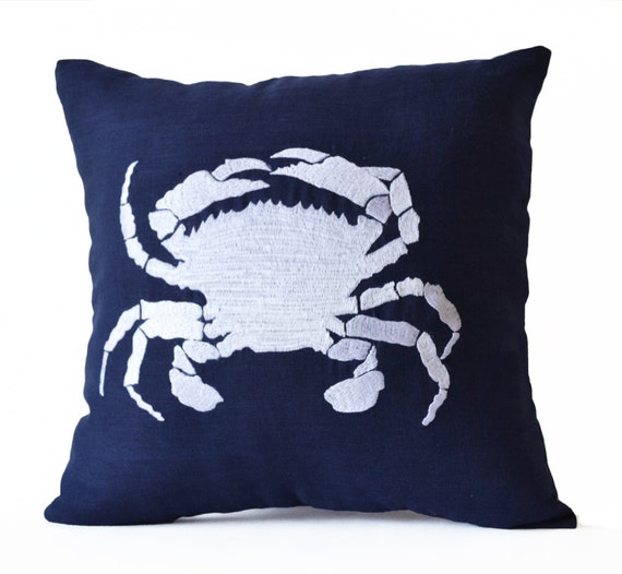Navy Blue Throw Pillow Case Beach Decor Nautical Pillows Etsy