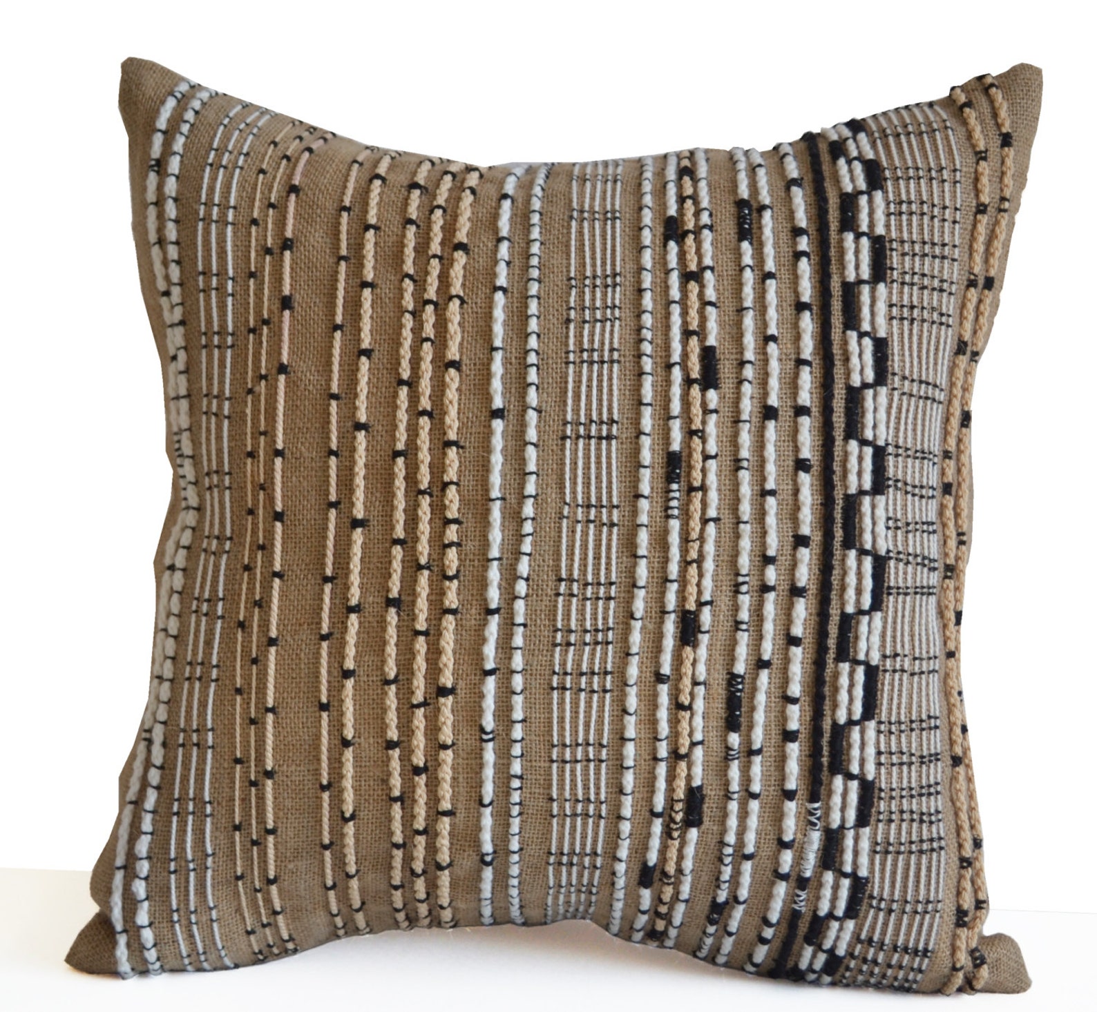 Burlap Pillow Cover Boho Pillow Bohemian Pillow Woven Etsy