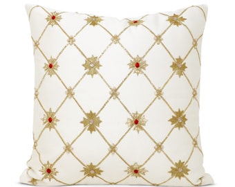 Shop online for handmade monogrammed red cream felt throw pillow – Amore  Beauté