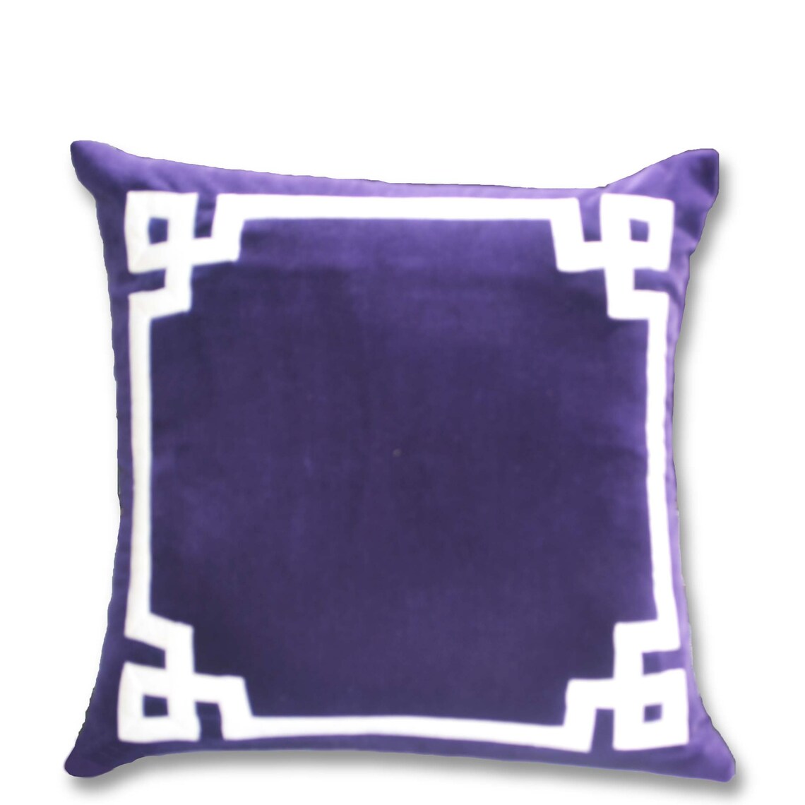 Purple Pillow Purple Plush Pillow Greek Key Pillow Velvet Etsy