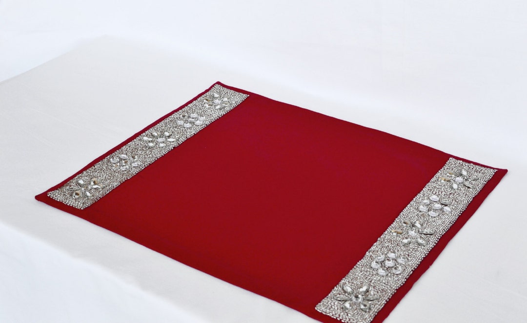 Sequin Placemats Red Placemats Diamond Glaze Placemats Etsy