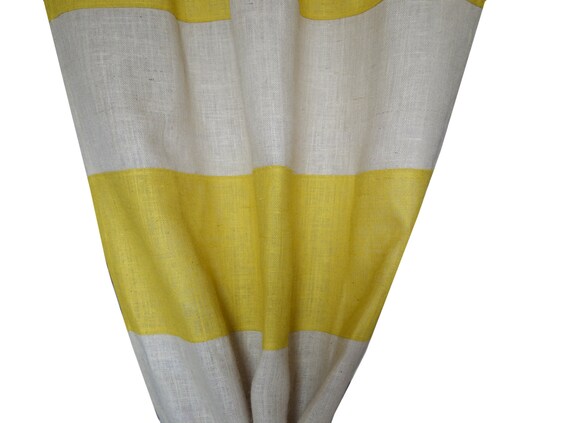 Burlap Curtains Drapes Yellow Ivory Color Block Dorm Etsy