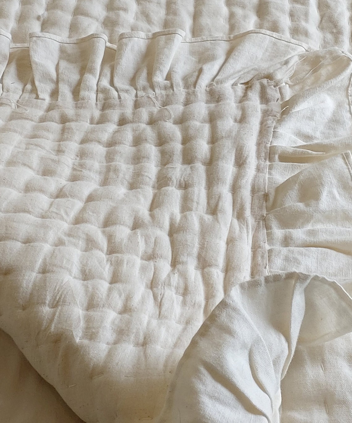 Ivory Quilt in Linen With Cotton Padding Spring Quilted Etsy