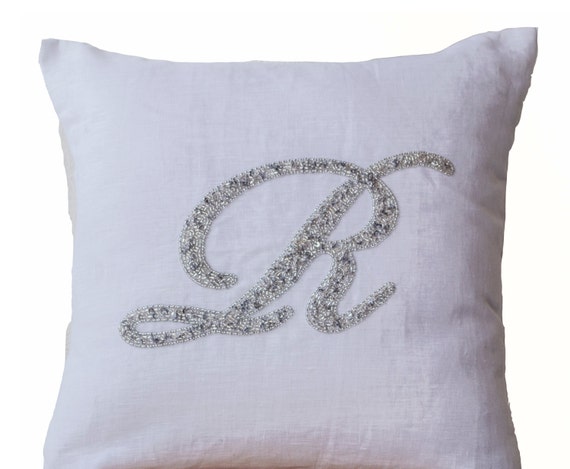 Dorm Pillow Decorative Pillow Cover Customized Monogram Etsy