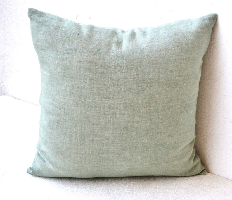 Seafoam Green Linen Pillow Green Decorative pillow Linen Etsy