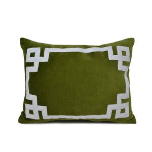 Handwoven solid olive green w/ green stripe cotton throw pillow,  double-sided, lumbar, square, rectangle boho style decorative cushion YY104