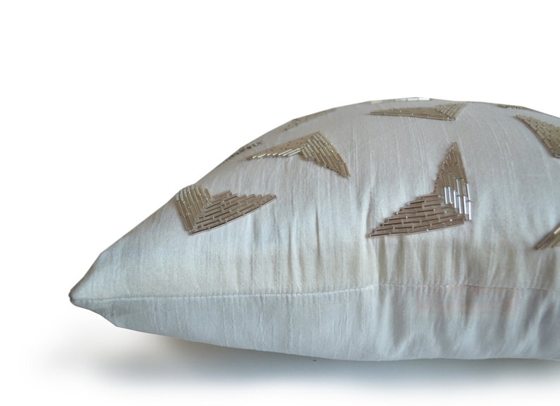 Handmade Gift Throw Pillows White Silk Sequin Pillows Etsy