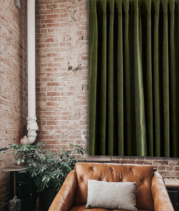 Olive Green Velvet Curtain, Green Curtain, Velvet Curtains, Custom