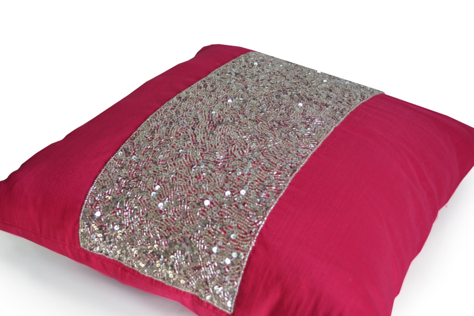 Pink Throw Pillow Cushion Cover Hot Pink Pillow Silver Pink Etsy