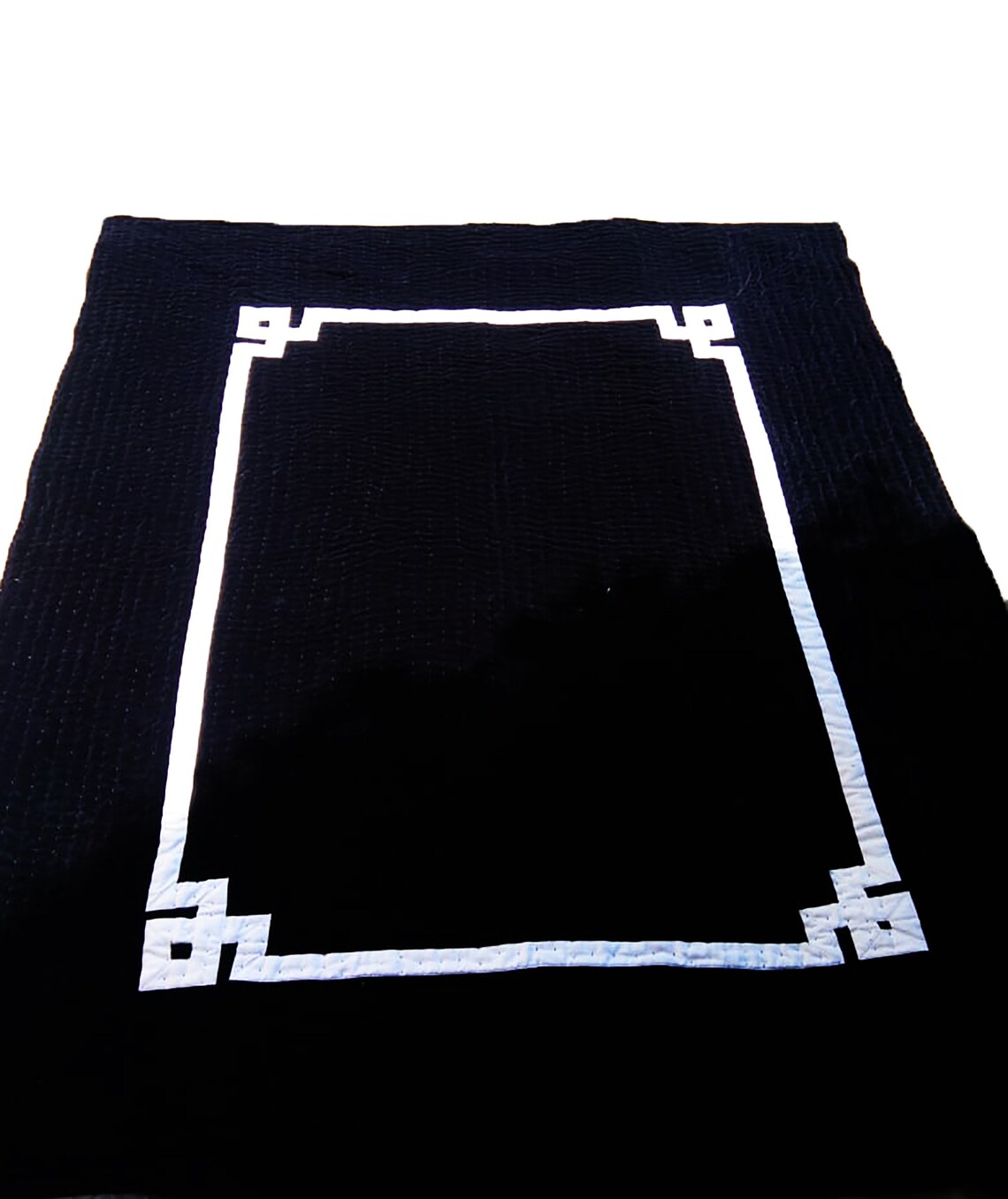 Greek Key Velvet Quilt Velvet Cotton Quilt Navy White Etsy