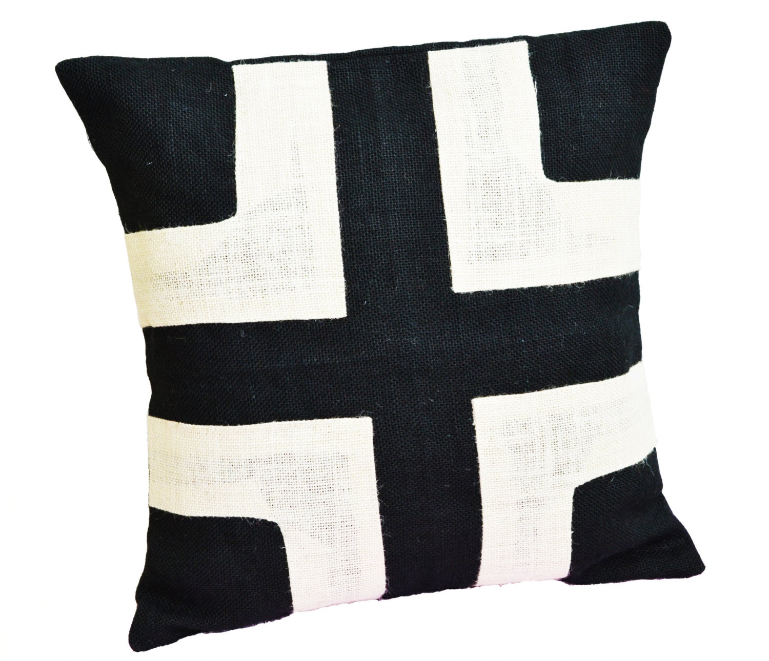 Black Pillow Black Cream Throw Pillows Black Striped Etsy