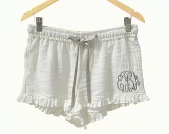 Monogram Pajama Shorts, Bridesmaid Gift, Bridesmaid Pajamas, Cotton Shorts, Cute PJ, Bridesmaids Gifts, Bride tribe Gifts, Cotton Payjamas