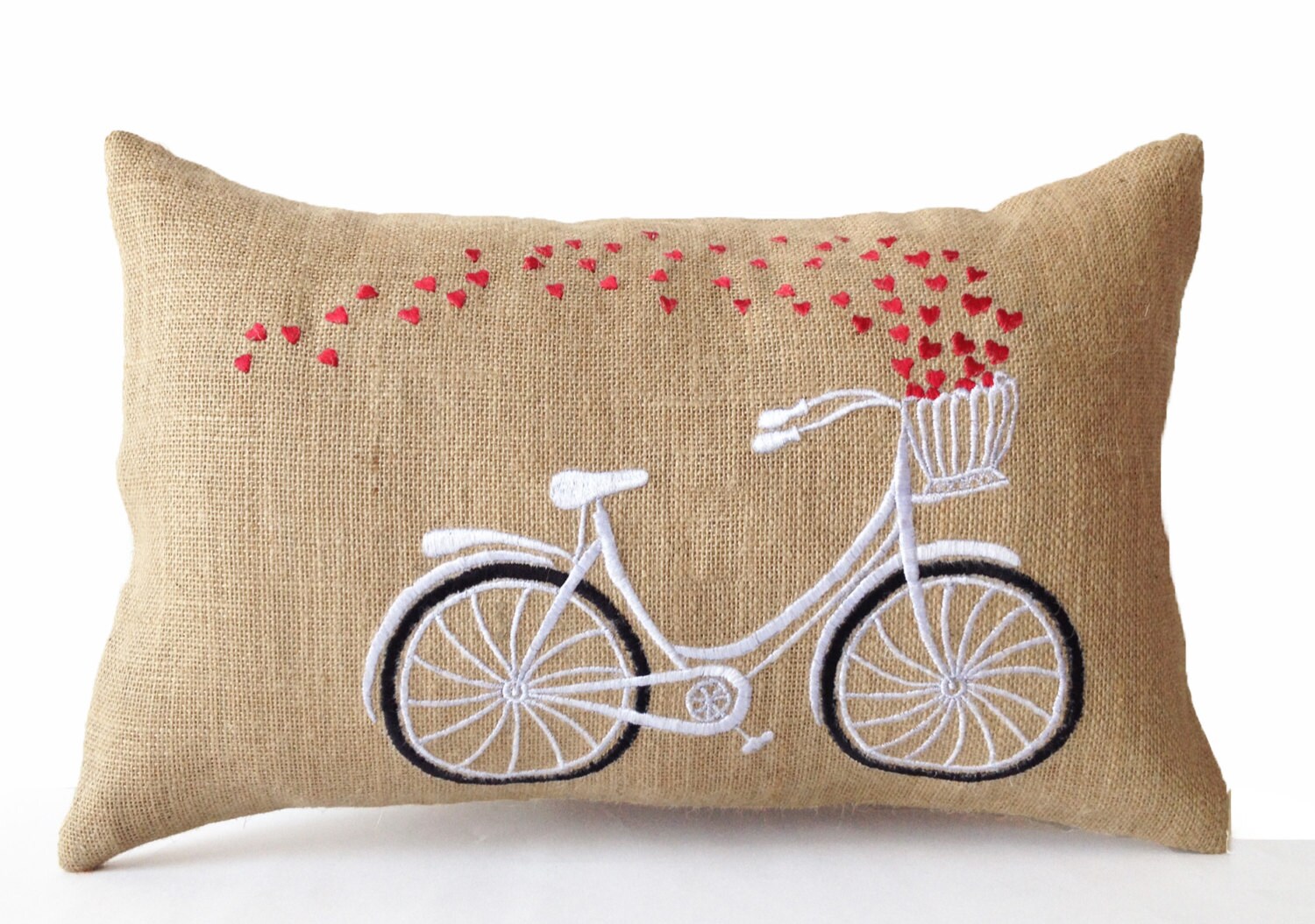 Bicycle Throw Pillow Embroidered Pillow Cover Wedding Gifts